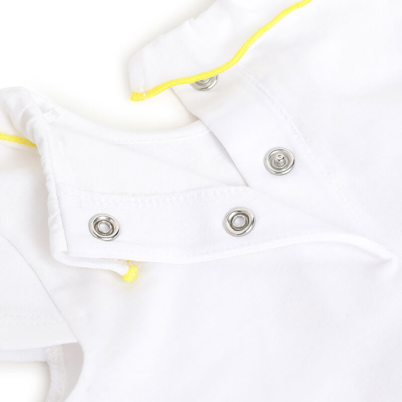 Girls White and Yellow Printed Short Sleeve T-Shirt image number null